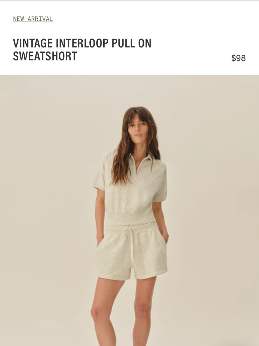 VINTAGE INTERLOOP PULL ON SWEATSHORT